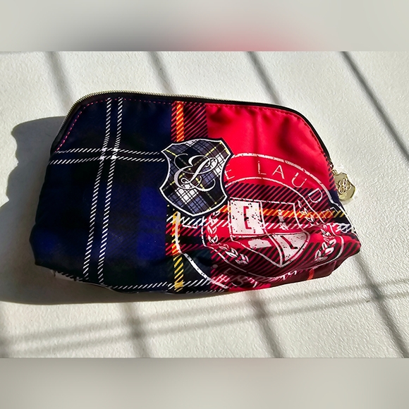 NWOT Estee Lauder collegiate preppy scholar plaid makeup cosmetic pouch bag - Picture 2 of 8